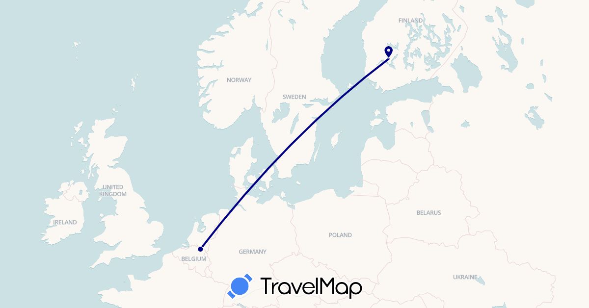 TravelMap itinerary: driving in Belgium, Finland (Europe)